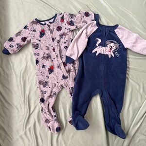 Kids Headquarters One Piece Footies - Navy and Gray